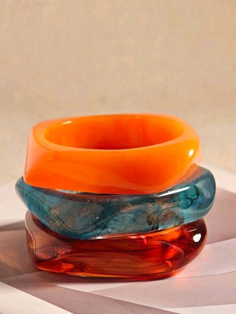 Trendy Set Of 3 Acrylic Bracelets